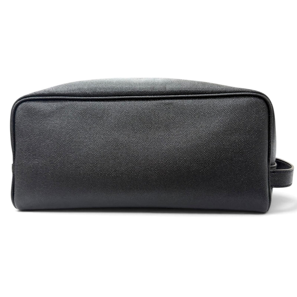 Saint Laurent Paris Grain Calfskin Logo Travel Pouch Clutch Black — view 3