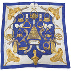 Hermes Carre 90 Etriers Silk Scarf Blue