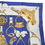 Hermes Carre 90 Etriers Silk Scarf Blue — view 4