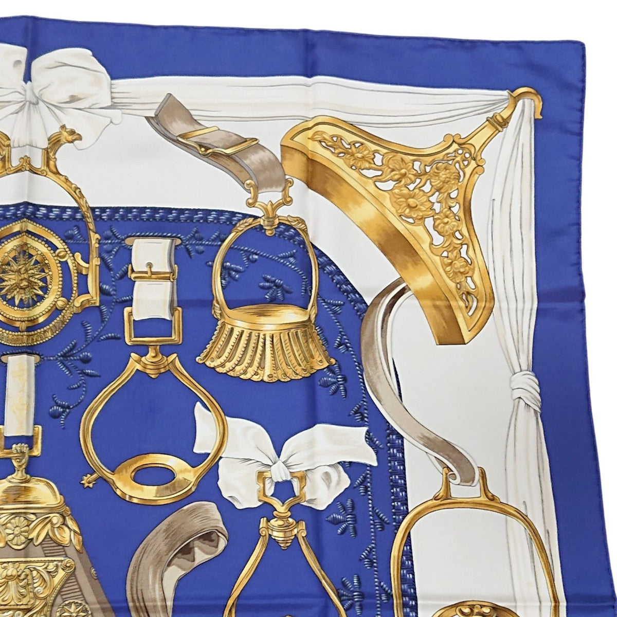 Hermes Carre 90 Etriers Silk Scarf Blue — view 4