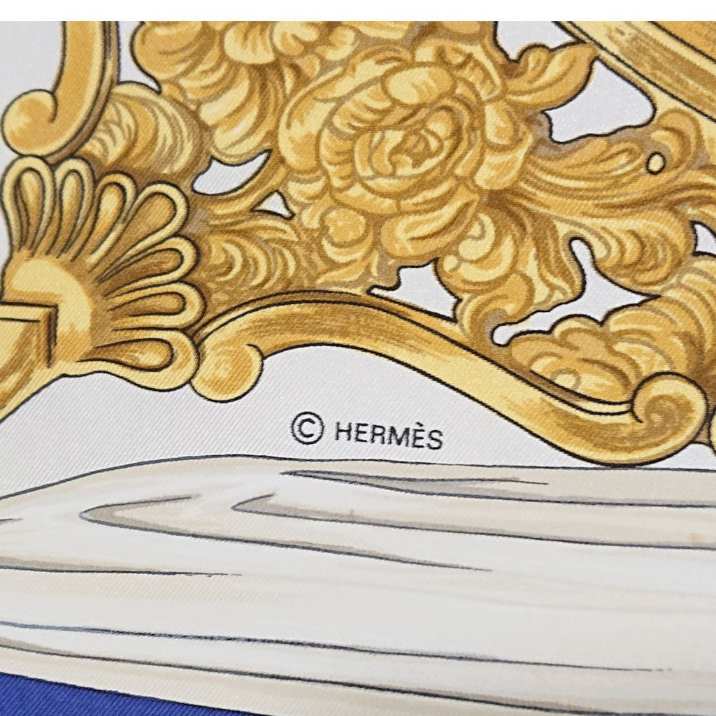 Hermes Carre 90 Etriers Silk Scarf Blue — view 8