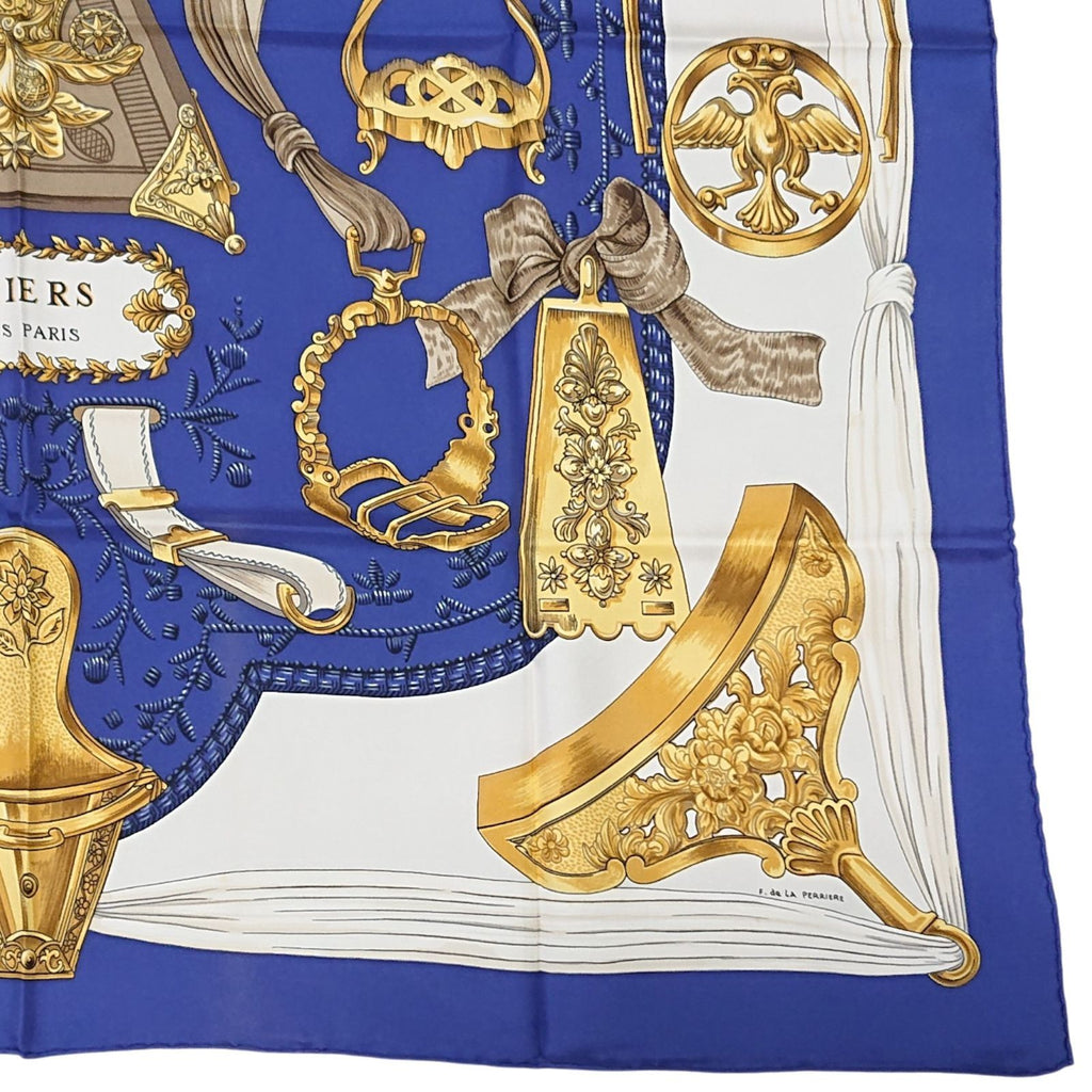 Hermes Carre 90 Etriers Silk Scarf Blue — view 3