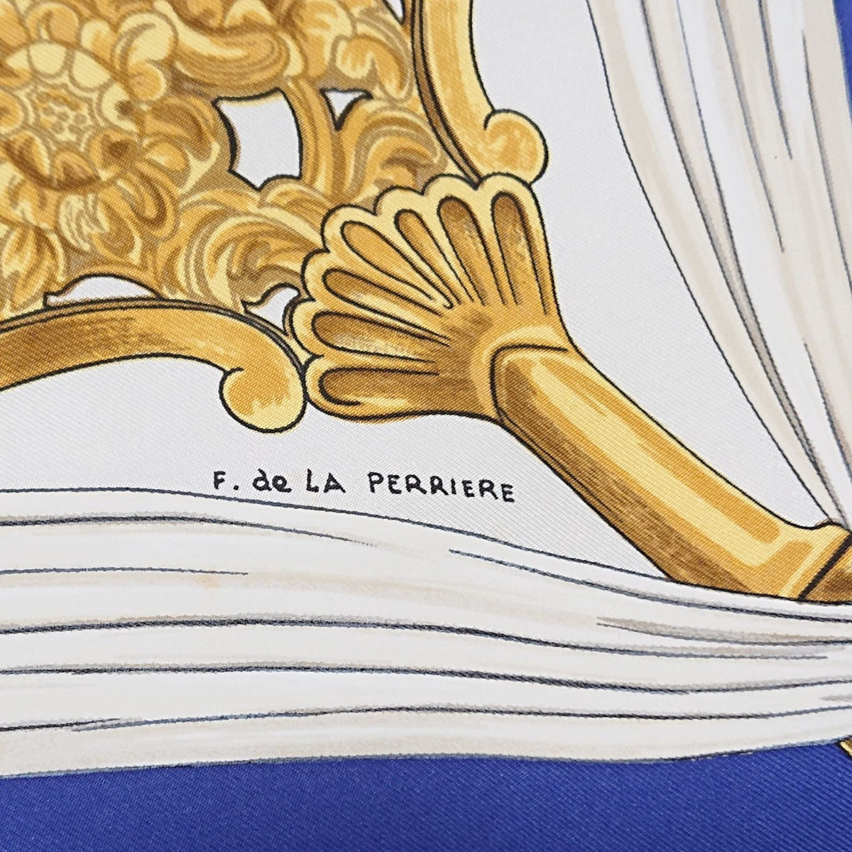 Hermes Carre 90 Etriers Silk Scarf Blue — view 6