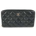 Chanel Wallet CC Logo Quilted Leather Black