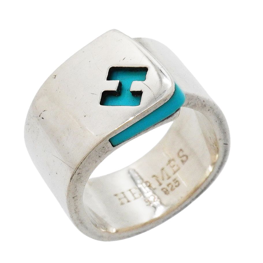 Hermes Ring Candy 925 Sterling Silver Blue