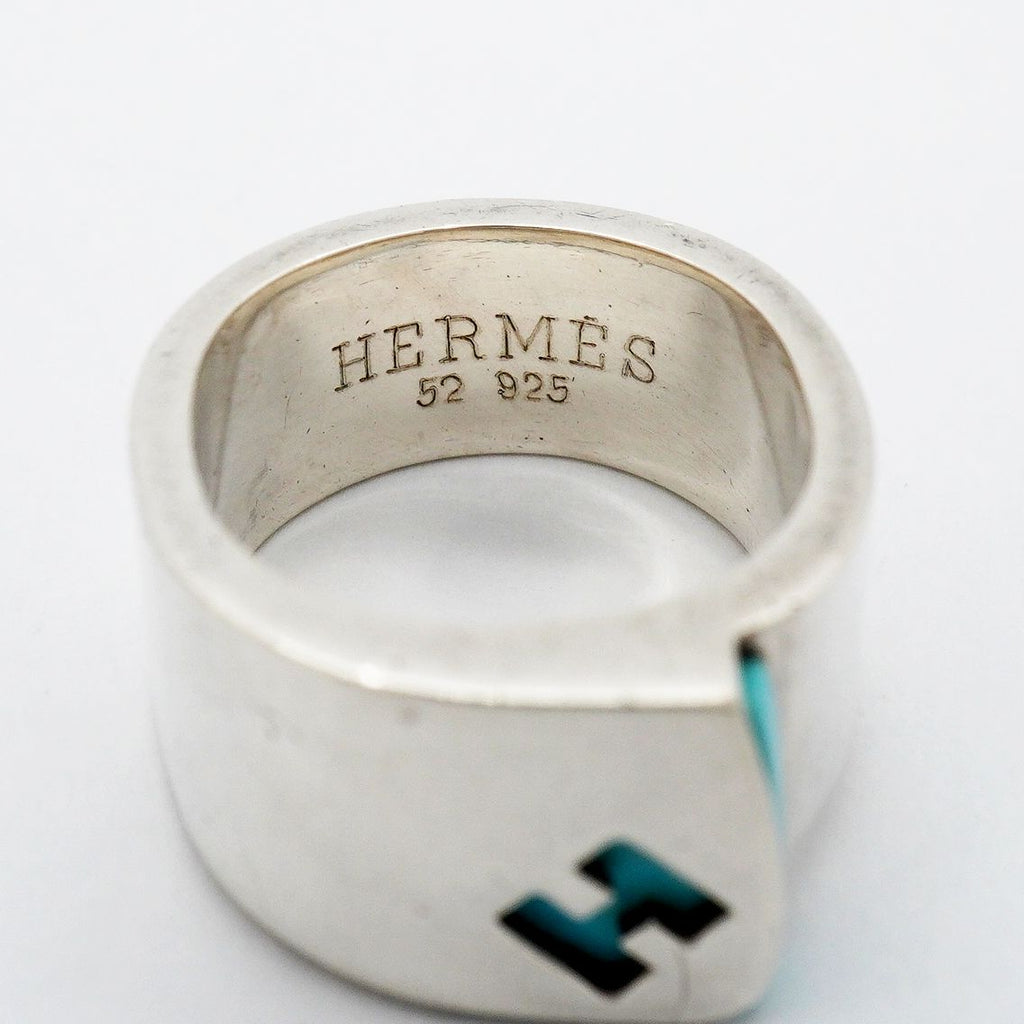 Hermes Ring Candy 925 Sterling Silver Blue — view 4