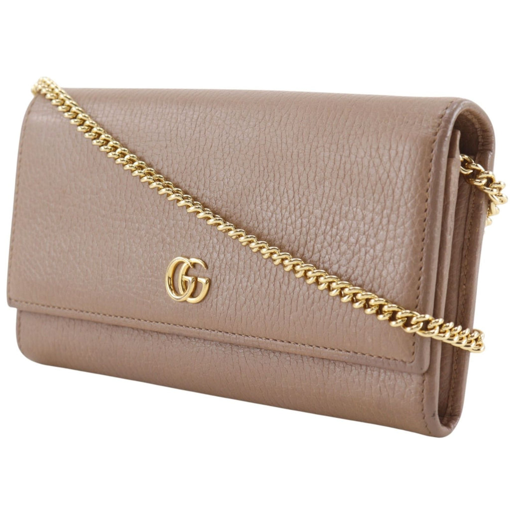 Gucci GG Marmont Calfskin Beige Chain Wallet Shoulder Bag — view 2