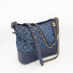 Chanel Gabriel Denim x leather Chain Shoulder Bag Blue Gold