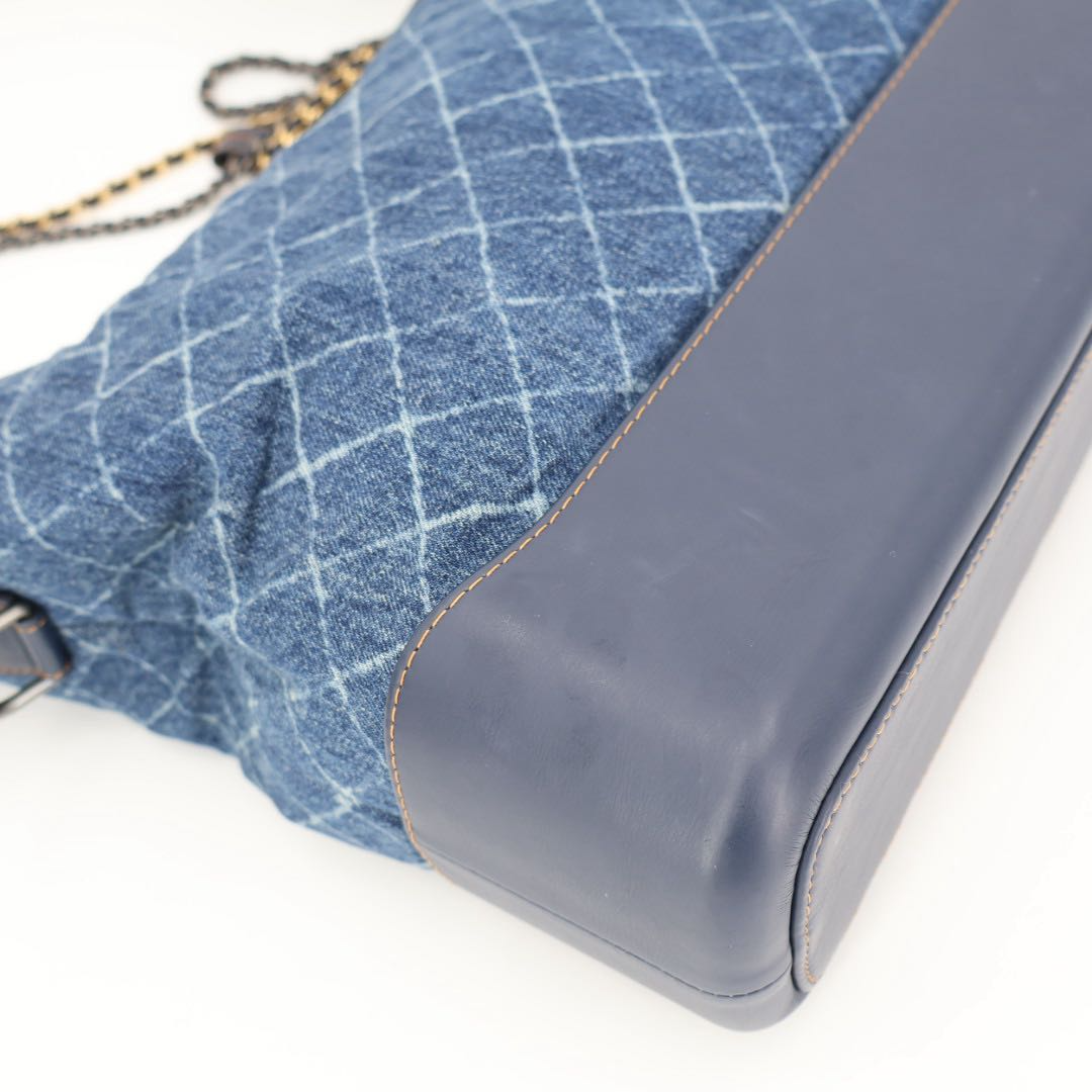 Chanel Gabriel Denim x leather Chain Shoulder Bag Blue Gold — view 8