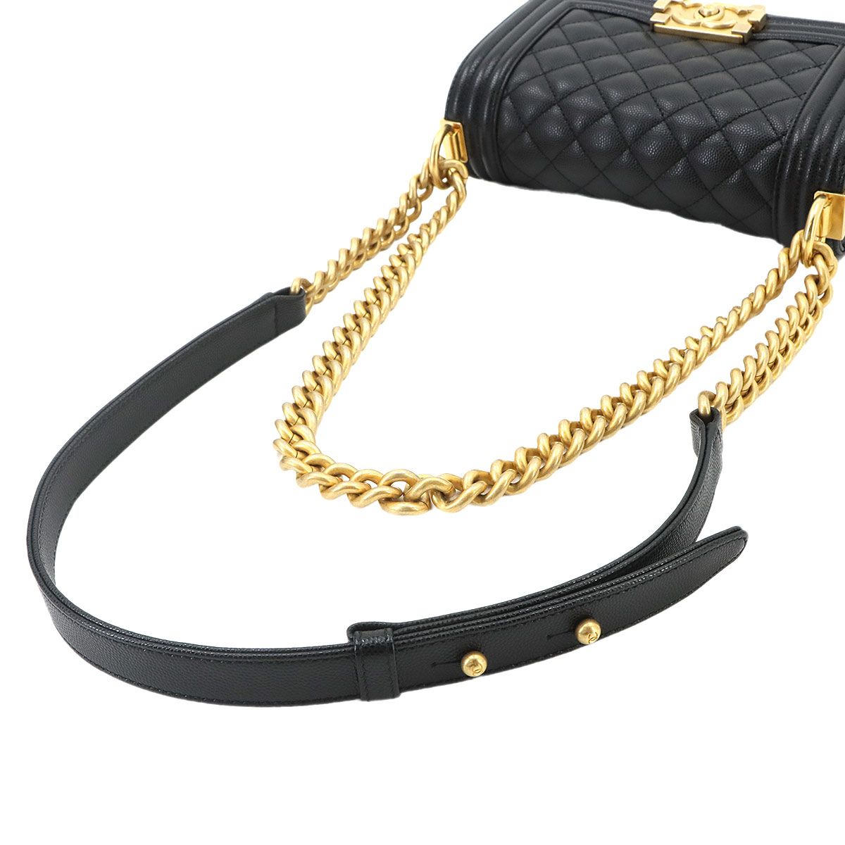 Chanel Boy Small Chain Shoulder Bag Caviar Leather Black — view 6