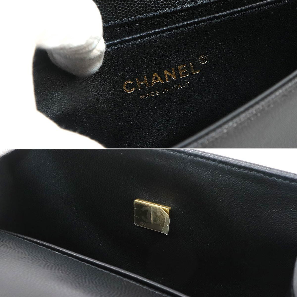 Chanel Boy Small Chain Shoulder Bag Caviar Leather Black — view 8