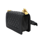Chanel Boy Small Chain Shoulder Bag Caviar Leather Black — view 4