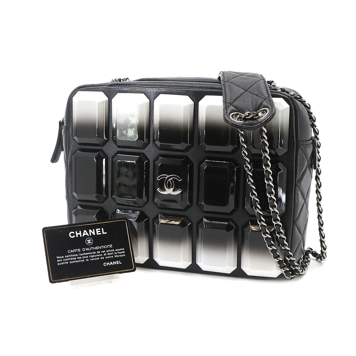 Chanel Quilted Camera Bag Chain Lambskin Plastic Black — view 2