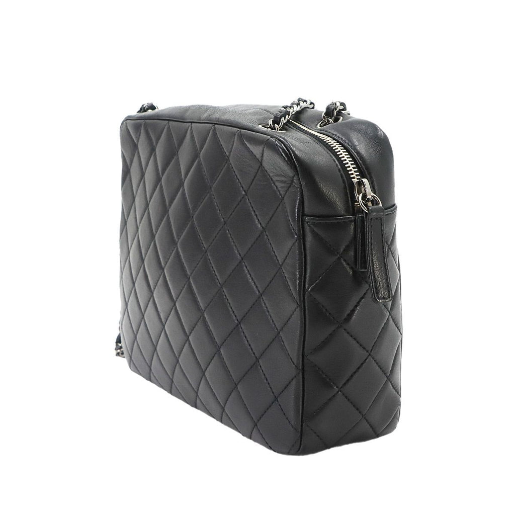 Chanel Quilted Camera Bag Chain Lambskin Plastic Black — view 4