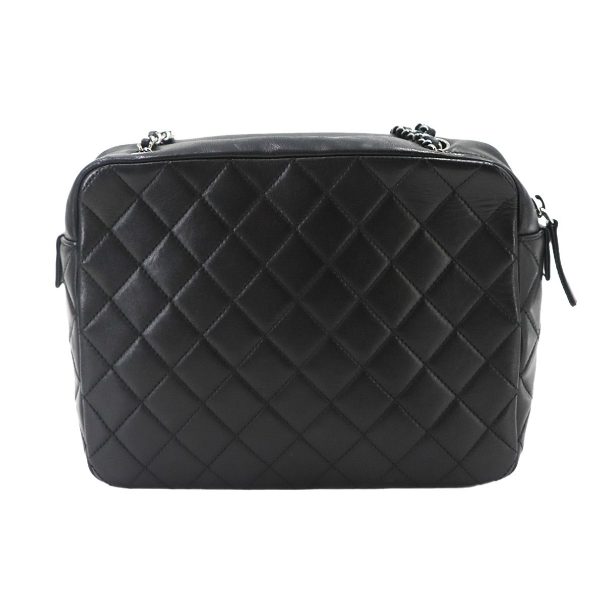 Chanel Quilted Camera Bag Chain Lambskin Plastic Black — view 3