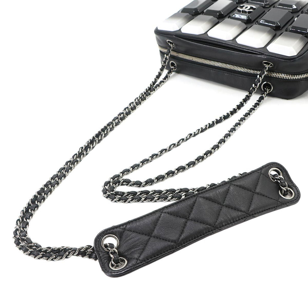 Chanel Quilted Camera Bag Chain Lambskin Plastic Black — view 6