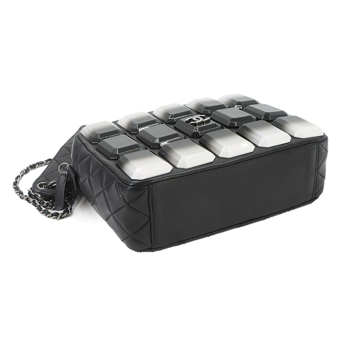 Chanel Quilted Camera Bag Chain Lambskin Plastic Black — view 5