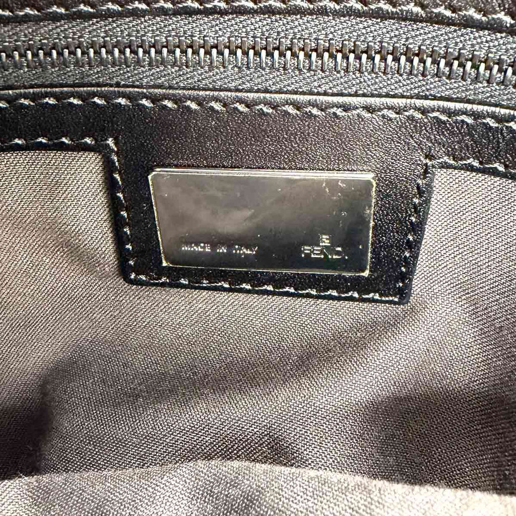 Fendi Zucchino Mamma Bucket Shoulder Bag Canvas Black Gunmetal — view 7