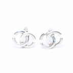 Chanel Vintage CC Logo Earrings 01 Metal Silver