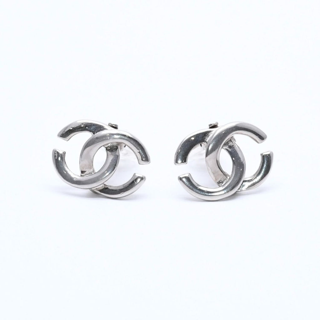 Chanel Earrings CC Logo 01 Silver Metal