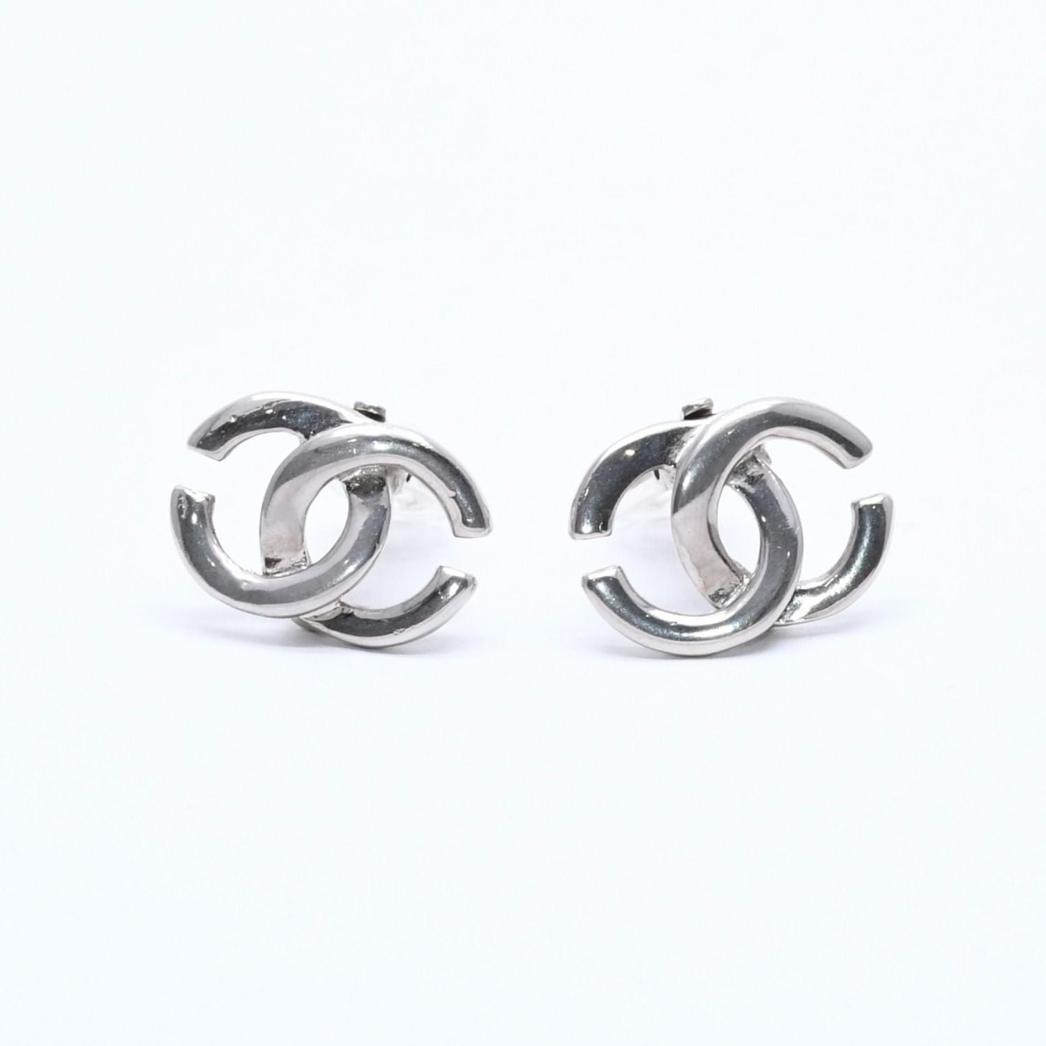 Chanel Earrings CC Logo 01 Silver Metal