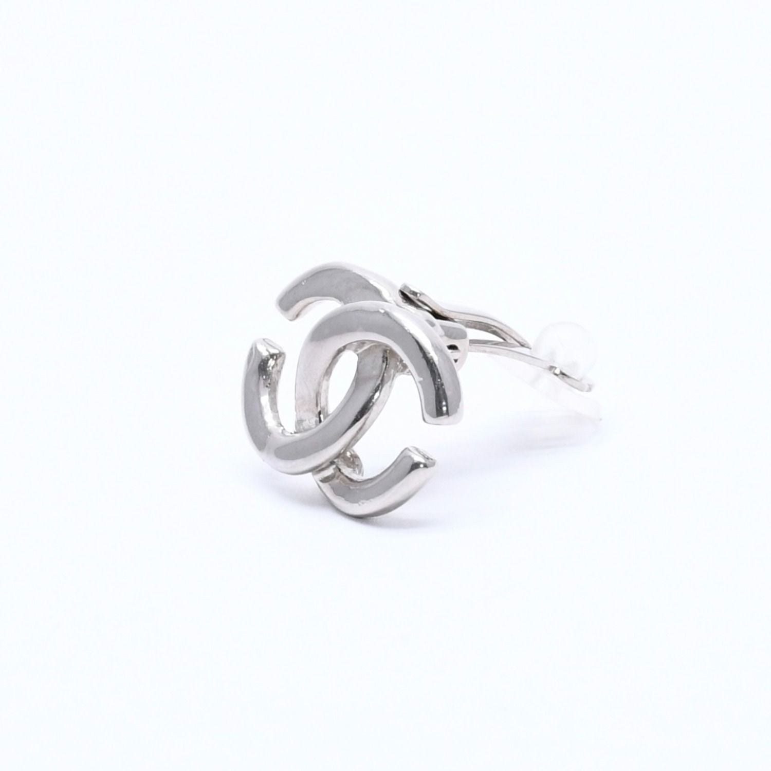 Chanel Earrings CC Logo 01 Silver Metal — view 2