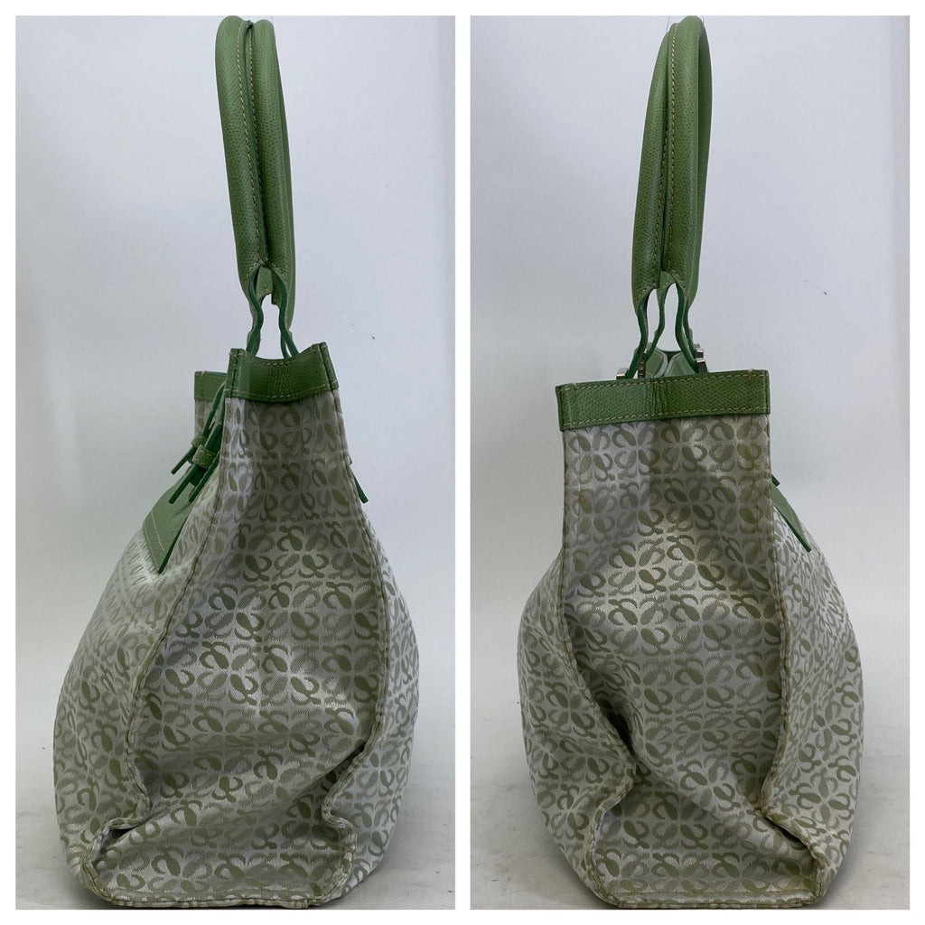 Loewe Tote Bag Anagram All Over Pattern Monogram Leather Canvas Green — view 5