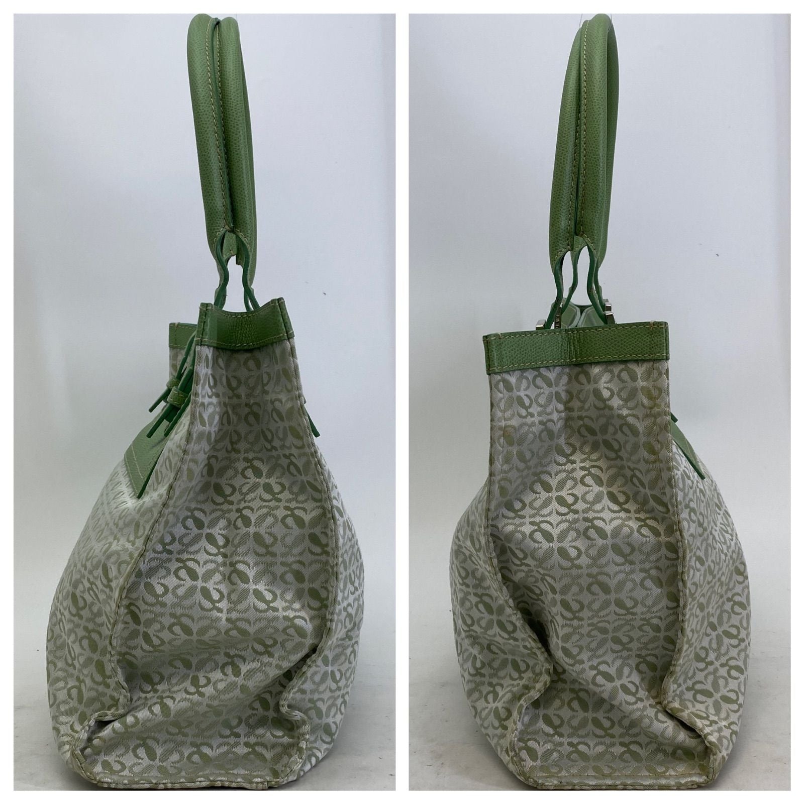 Loewe Tote Bag Anagram All Over Pattern Monogram Leather Canvas Green — view 5
