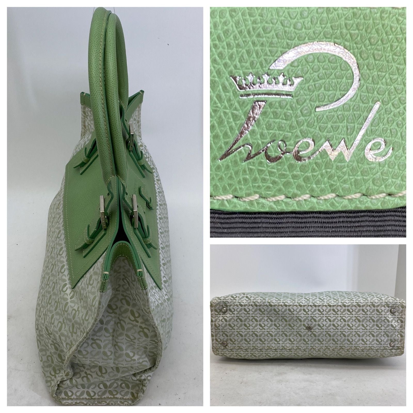 Loewe Tote Bag Anagram All Over Pattern Monogram Leather Canvas Green — view 4