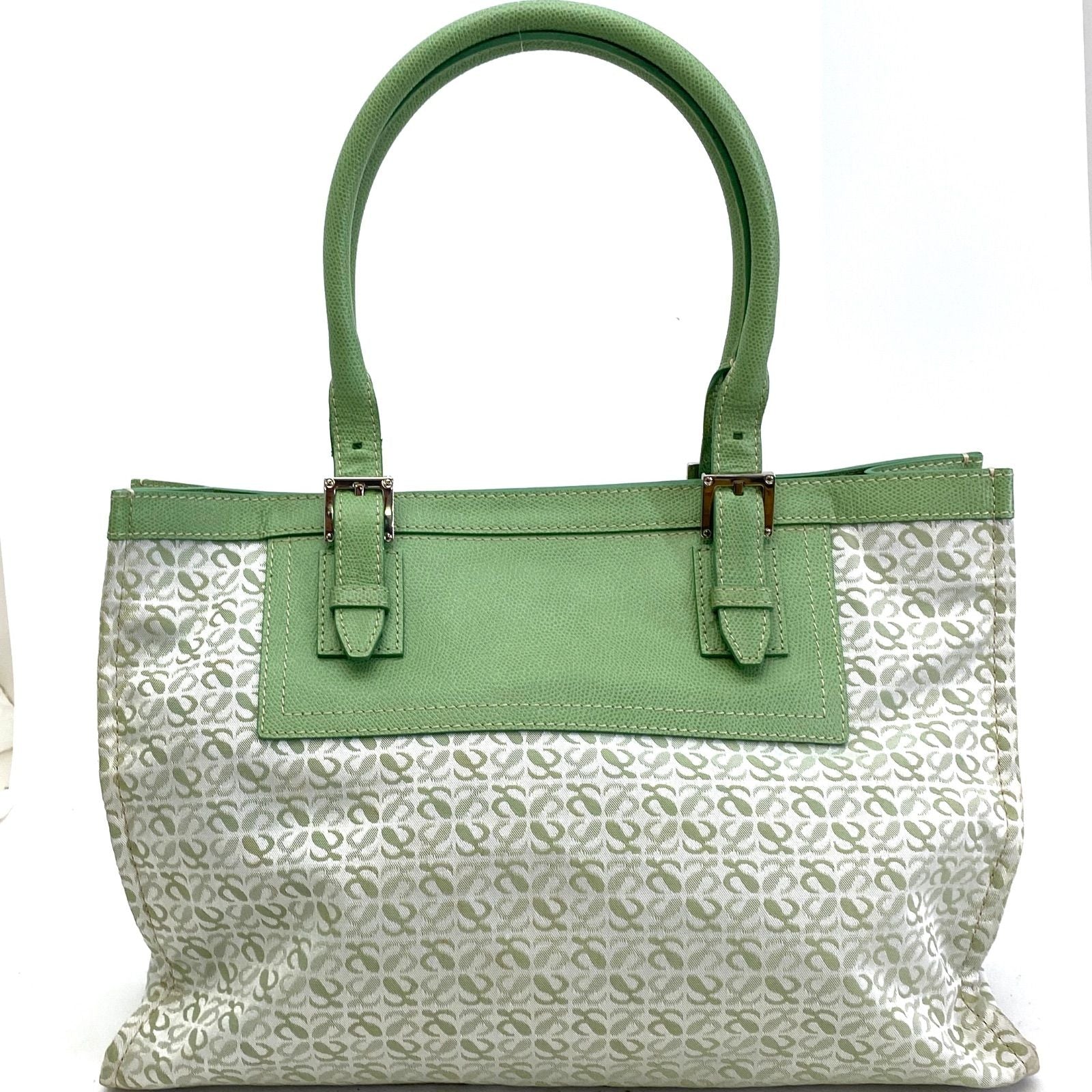 Loewe Tote Bag Anagram All Over Pattern Monogram Leather Canvas Green — view 2