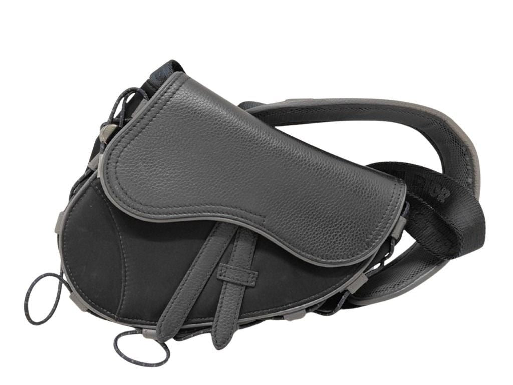 Dior Shoulder Bag Sacai Saddle Black Nylon Leather