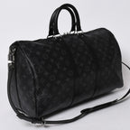 Louis Vuitton Keepall Bandouliere 45 Monogram Eclipse Canvas Black Leather — view 3