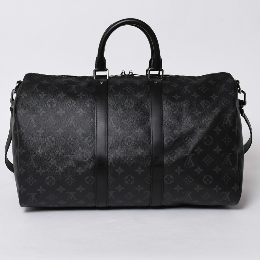Louis Vuitton Keepall Bandouliere 45 Monogram Eclipse Canvas Black Leather — view 2