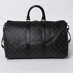 Louis Vuitton Keepall Bandouliere 45 Monogram Eclipse Canvas Black Leather — view 2