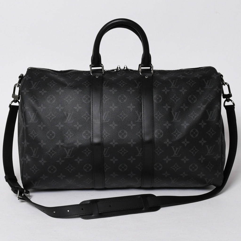 Louis Vuitton Keepall Bandouliere 45 Monogram Eclipse Canvas Black Leather