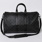 Louis Vuitton Keepall Bandouliere 45 Monogram Eclipse Canvas Black Leather