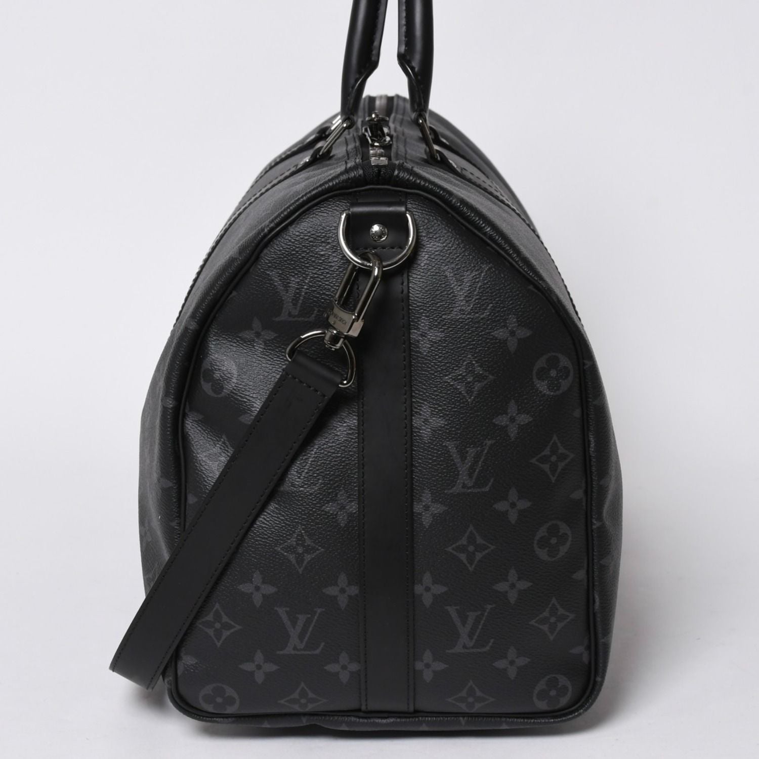 Louis Vuitton Keepall Bandouliere 45 Monogram Eclipse Canvas Black Leather — view 4