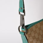 Gucci Square Shape Messenger Bag GG Pattern Beige Turquoise Blue Black Metal — view 4