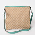 Gucci Square Shape Messenger Bag GG Pattern Beige Turquoise Blue Black Metal