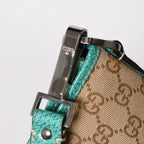 Gucci Square Shape Messenger Bag GG Pattern Beige Turquoise Blue Black Metal — view 6