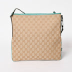 Gucci Square Shape Messenger Bag GG Pattern Beige Turquoise Blue Black Metal — view 2