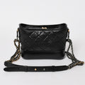 Chanel Gabrielle Shoulder Bag Chain Leather Black Gold