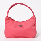 Prada Tessuto Nylon Mini Andbag Hobo Pouch Triangle Logo Pink Silver