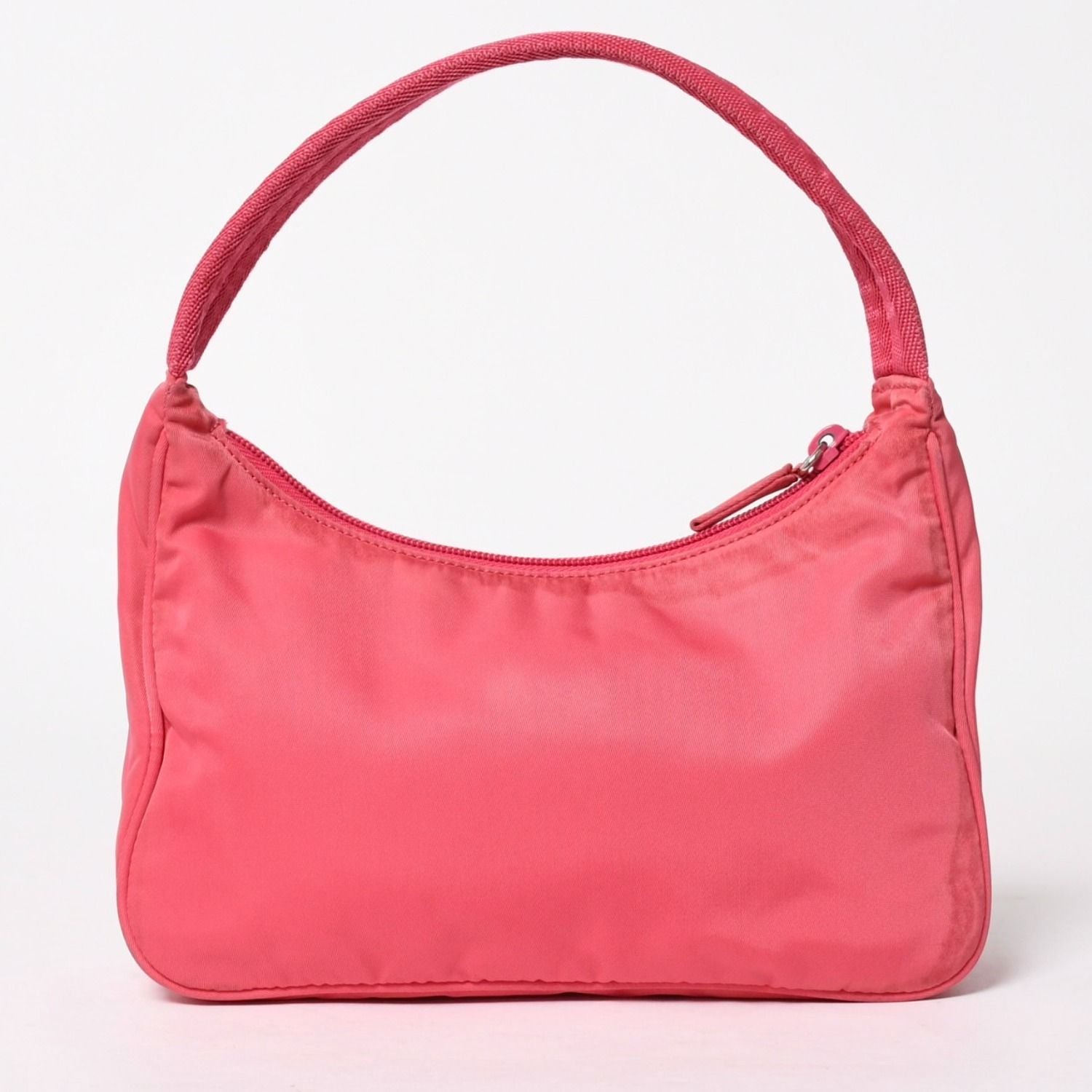 Prada Tessuto Nylon Mini Andbag Hobo Pouch Triangle Logo Pink Silver — view 2