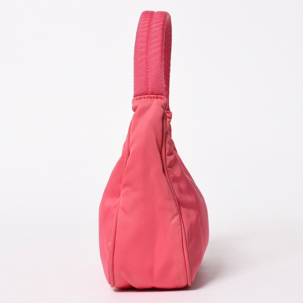 Prada Tessuto Nylon Mini Andbag Hobo Pouch Triangle Logo Pink Silver — view 4