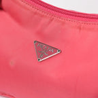 Prada Tessuto Nylon Mini Andbag Hobo Pouch Triangle Logo Pink Silver — view 8