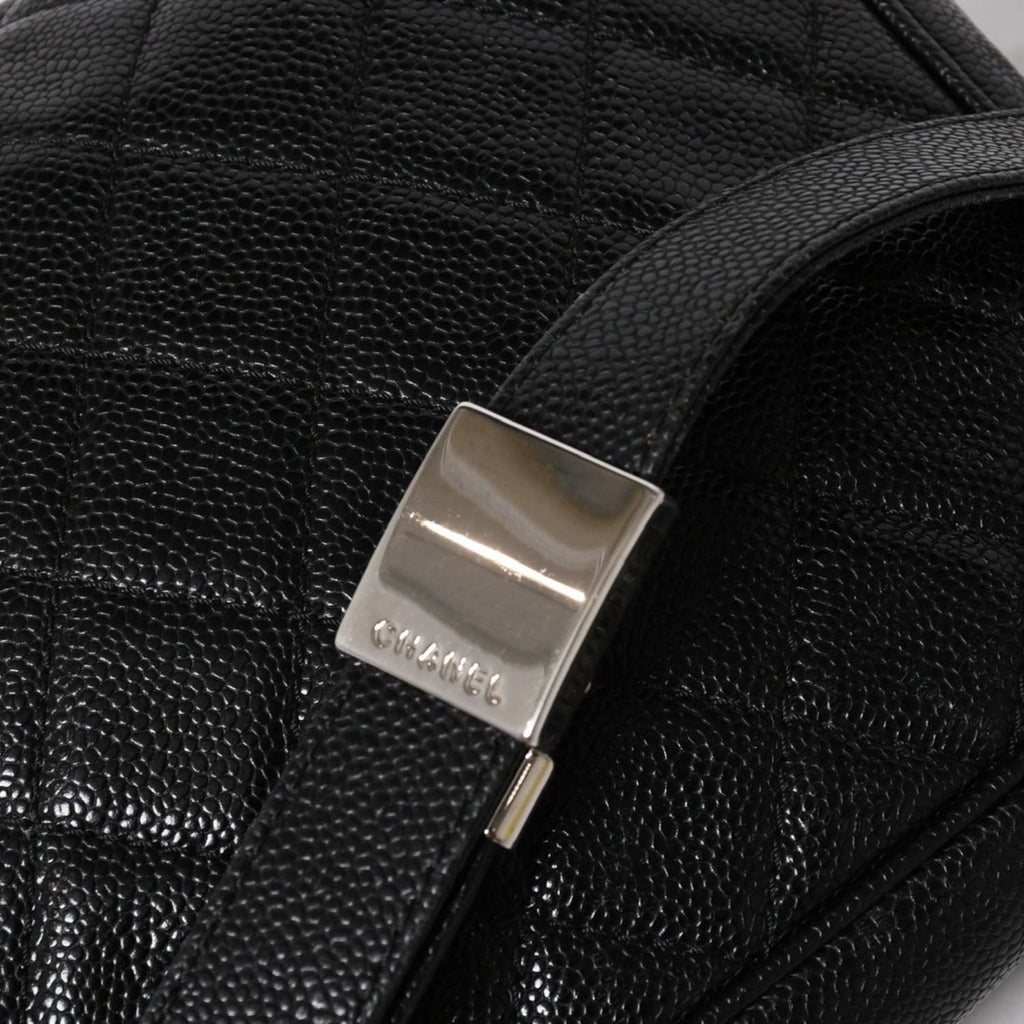 Chanel Shoulder Bag CC Logo Caviar Leather Black Silver — view 6