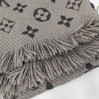 Louis Vuitton Scarf Escherve Logomania Wool Silk Light Gray — view 8