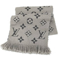 Louis Vuitton Scarf Escherve Logomania Wool Silk Light Gray