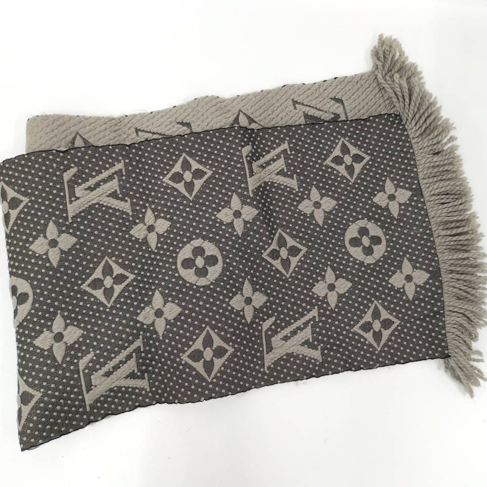 Louis Vuitton Scarf Escherve Logomania Wool Silk Light Gray — view 4